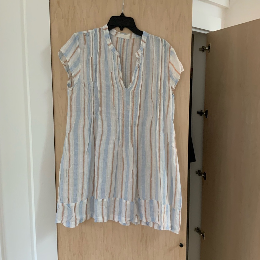 Linen stripe beach coverup